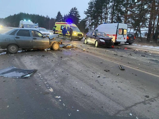 Место ДТП на автодороге Р-132 «Золотое кольцо» | Источник: УМВД по Рязанской области