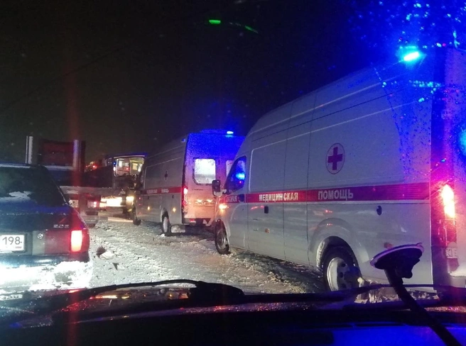 Рейсовый автобус и грузовик столкнулись под Петербургом | Источник: Сергей / Жители Пудомягского СП