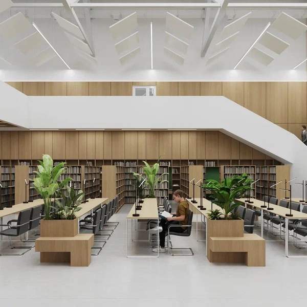 В числе учебных помещений в школе появятся поточные аудитории, лабораторный комплекс, двухуровневая библиотека | Источник: «Группа Мета»