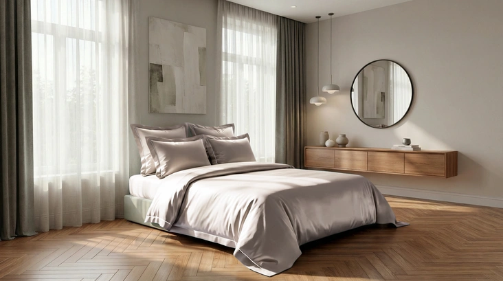 Постельное белье Lyocell Almond La Prima, коллекция SilvaSilkSilvaSilk — линия постельного белья из 100% Lyocell ProCare, эвкалиптового волокна, обогащенного морским коллагеном: ткань регулирует микроклимат во время сна, хорошо отводит влагу, остается гипоаллергенной и мягкой даже после множества стирок. Комплект Lyocell Almond в теплом молочном оттенке задуман как ежедневный бьюти-ритуал: гладкая «лесная шелковисть» ткани бережно контактирует с кожей, поддерживает ощущение увлажненности и свежести, а продуманные детали вроде плотности 310 ТС, наволочек и пододеяльника на молнии с кантом и ушками и фирменной подарочной коробки делают белье одновременно практичным и подарочным.