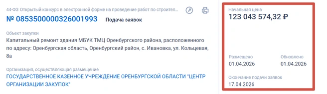 Долгожданный тендер | Источник: «Госзакупки»