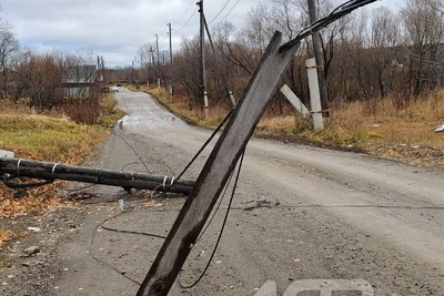 На Сахалине третью неделю не убирают упавшие столбы связи