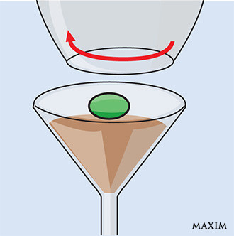 Элементарный фокус с бокалом и оливкой