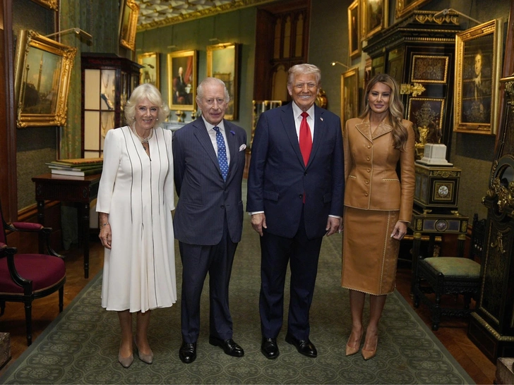 Королева Камилла, Карл III, Дональд и Мелания Трамп в Виндзорском замке, 18 сентября 2025 года.