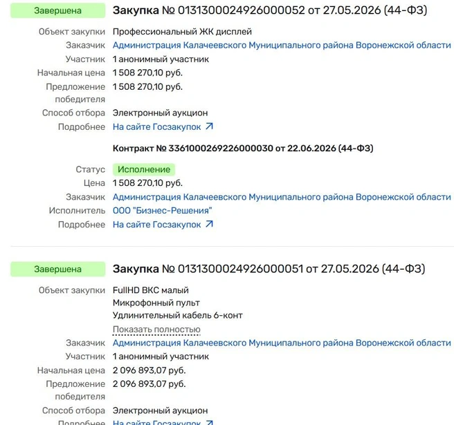 Это лишь часть техники на жизненно важные нужные администрации Калачеевского района | Источник: rusprofile.ru