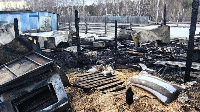 Пожар начался поздно вечером 19 марта  | Источник: ГУ МЧС по Забайкальскому краю / t.me