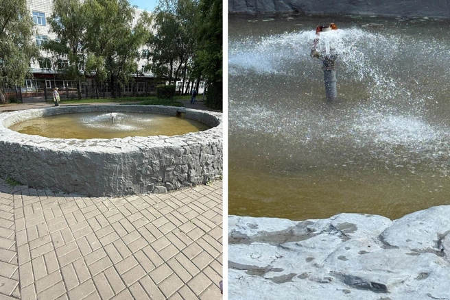 Омичи заметили грязную воду в фонтане | Источник: Омск Live / omsk_live / vk.com
