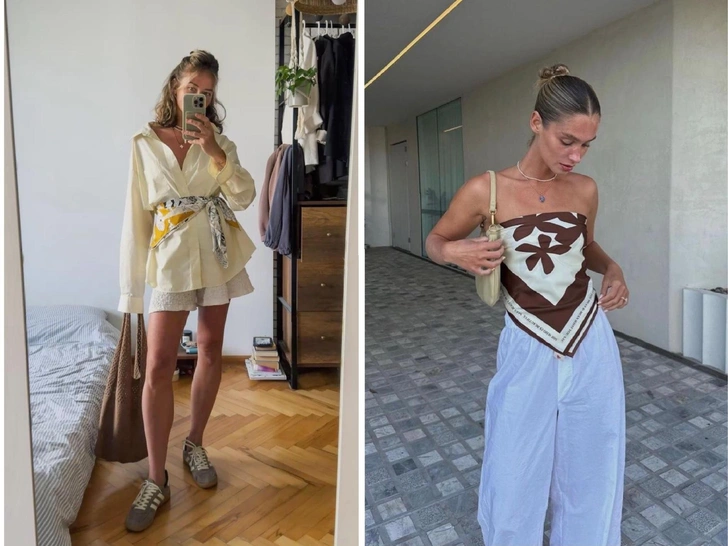 Главный аксессуар лета — платок: 5 способов завязать его не банально | marieclaire.ru