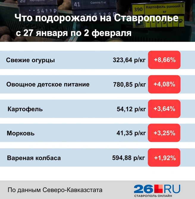 Статистика цен на продукты | Источник: Дарья Гранкина / 26.RU