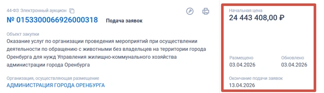 Четвертый тендер, измененный | Источник: «Госзакупки»