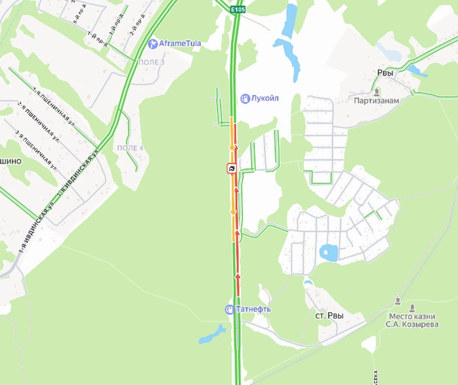 Так выглядит дорожная ситуация в районе ДТП | Источник: yandex.ru/maps