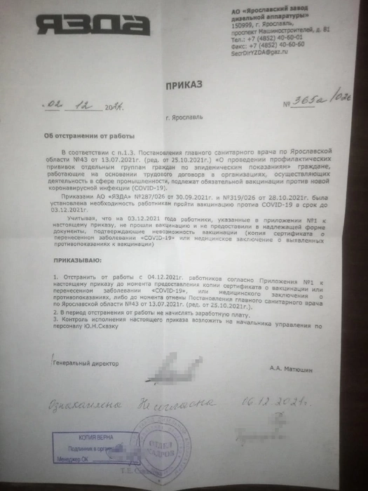 Всем работникам раздали приказ | Источник: Наталья Бурцева