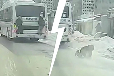 Зацепер упал с автобуса в Новосибирске