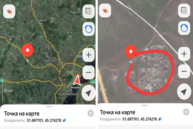 Дорога на Карякино. Там мы нашли зуб древней акулы и ростры белемнитов | Источник: Яндекс Навигатор
