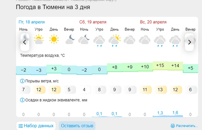 В Тюмени ближайшие дни будет холодно. Еще и пасмурно | Источник: Gismeteo.ru