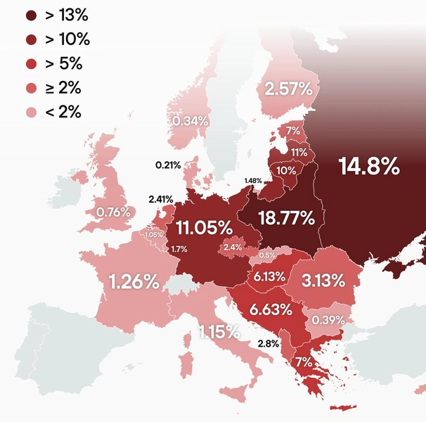 Исторический вопрос: что изображено на этой карте Европы? | Источник: The World in Maps, Maven Mapping