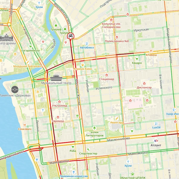 Лишь на малых участках есть свободный проезд | Источник: 2gis.ru