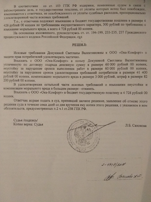 Решение суда Докукина