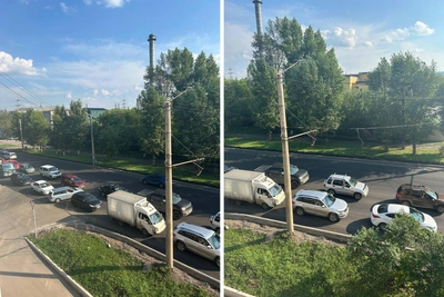 Три соседние улицы Красноярска встали в гигантские пробки