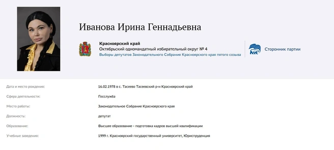 Страница Ивановой на праймериз | Источник: pg.er.ru