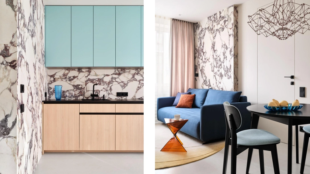 Обыграть пространство: смотрим бирюзовую квартиру 53 м² в Москве | Источник: Ольга Карапетян. Стиль: Настасья Корбут