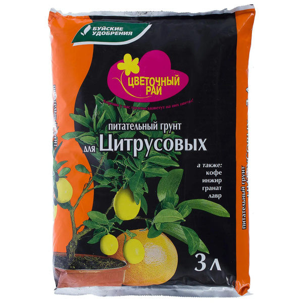 Почвогрунт питательный для цитрусовых «Цветочный рай», 3 л
