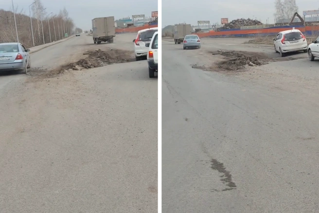 Участок дороги в этом же районе уже ремонтировали в 2024 году | Источник: читатель НГС