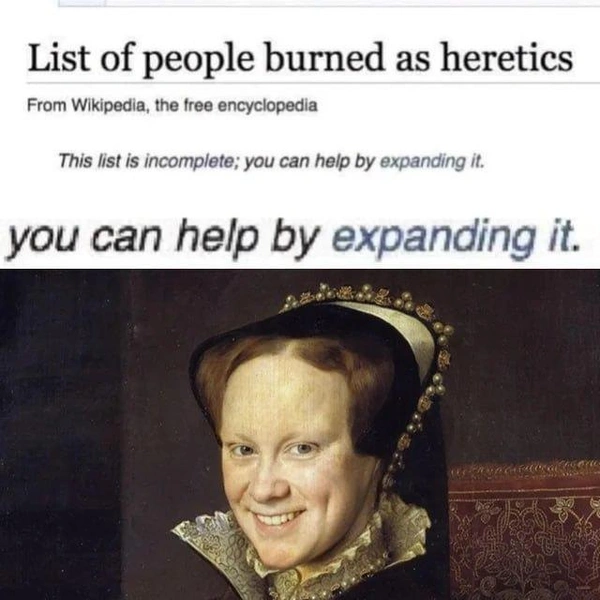 Список еретиков, сожженных на костреВы можете помочь, дополнив его | Источник: Соцсети