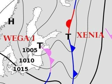 Карта погоды в середине сегодняшнего дня | Источник: телеграм-канал Александра Колесова
