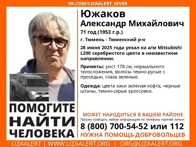 Источник: Поисковый отряд «ЛизаАлерт» Тюменской области / Vk.com