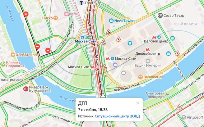 Согласно картам, пробка растянулась на 4 километра | Источник: Яндекс Карты