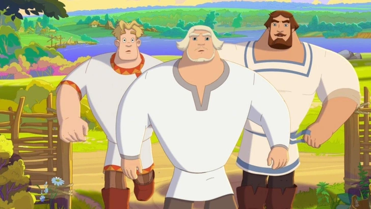 Кадр из мультфильма «Три богатыря и свет клином»