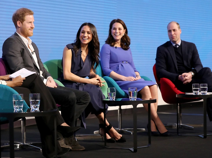 Герцоги Кембриджские, принц Гарри и Меган Маркл на мероприятии в рамках "Королевского Фонда", 28 февраля 2018 года