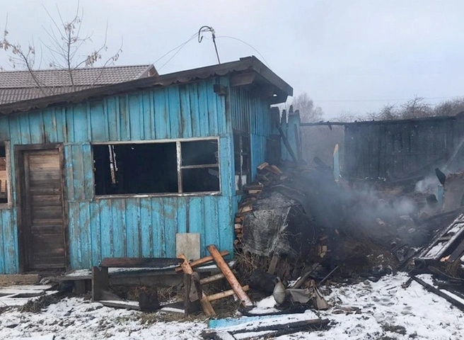 Опубликованы фотографии с места гибели мужчины при пожаре под Рыбным | ya62.ru