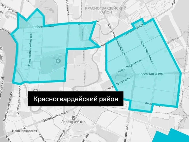Участки Красногвардейского района, где работают роверы | Источник: Комитет по транспорту Петербурга