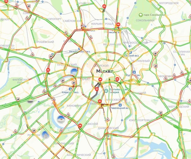 Москва постепенно становится красной | Источник: «Яндекс.Карты»