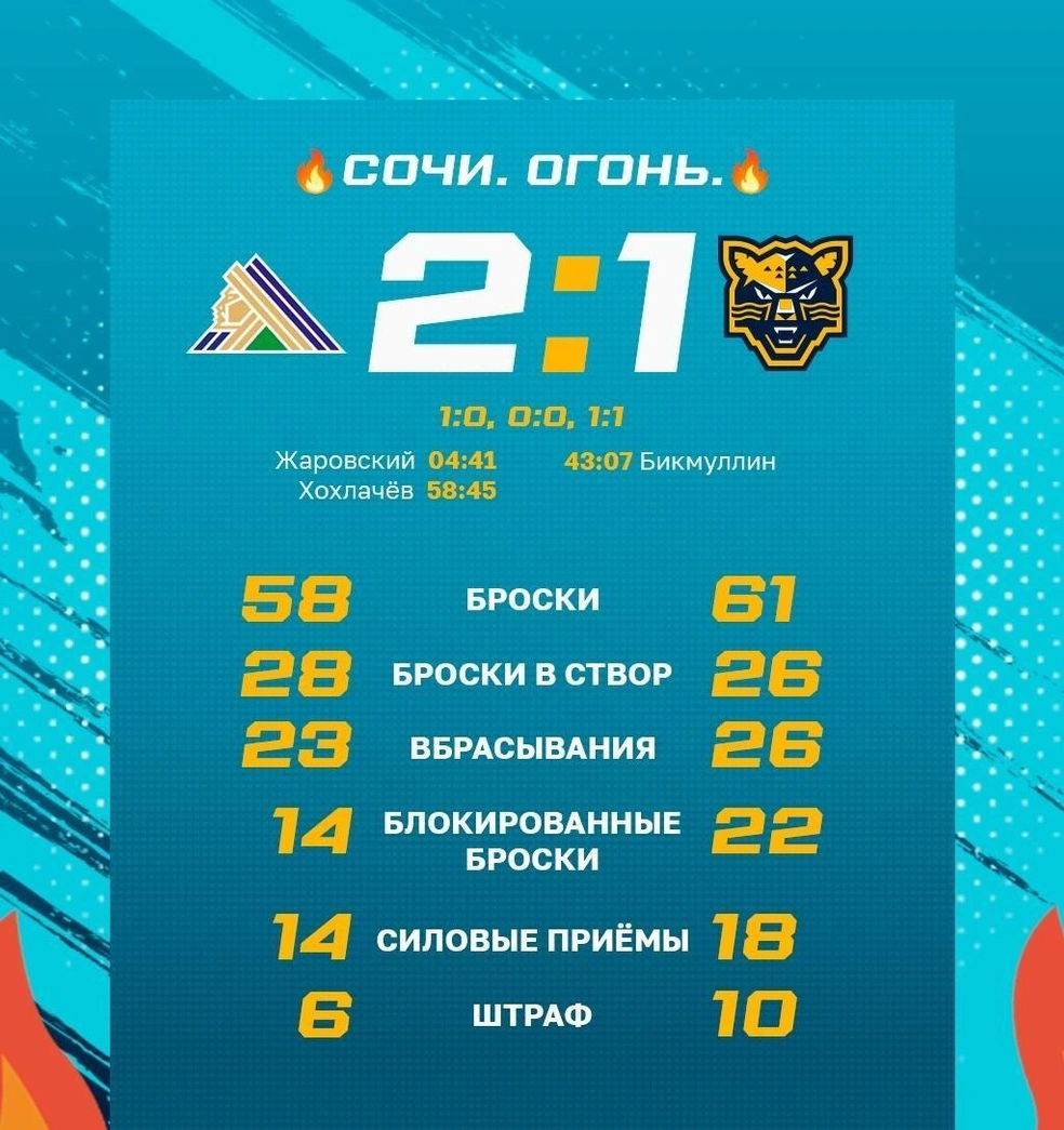 Статистика игры | Источник: hcsochi / Vk.com
