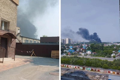 Пожар в Заельцовском районе Новосибирска: кадры с места