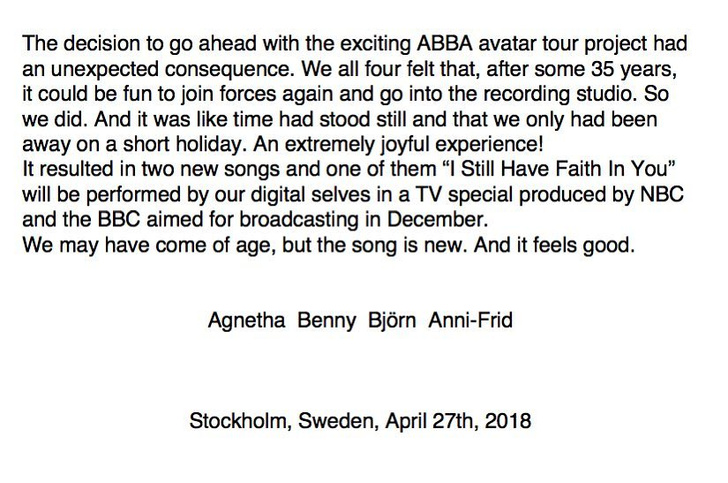 Mamma mia! Шведская группа АВВА возвращается с новыми песнями спустя 35 лет тишины