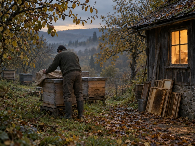 За девять осенних дней пасечники старались подготовить ульи к зимовке и первым серьезным холодам | Источник: GPT