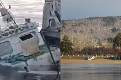 Теплоход затонул на Енисее в Красноярске