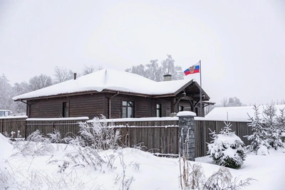 Piano on porch and castle tower surprise in village near Yaroslavl