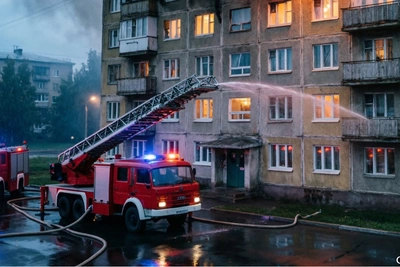 Пожар в пятиэтажке на проспекте Таранца в Петропавловске