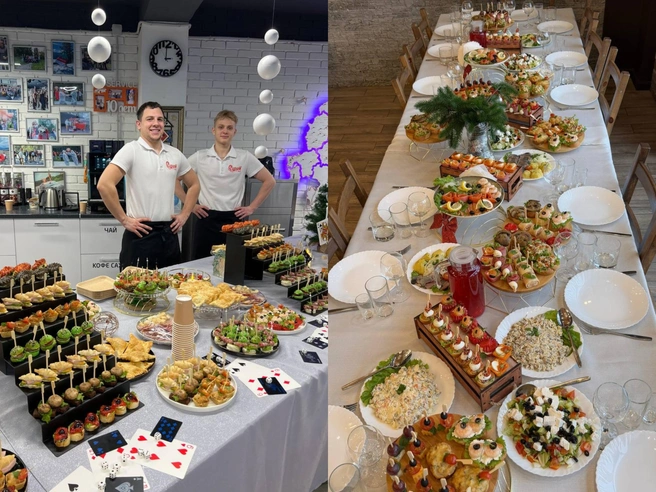 Команда приготовит для вас блюда, привезет их и накроет на стол | Источник: «Фуршет NSK»