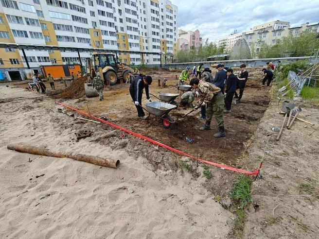 В Якутске на улице Каландаришвили начались археологические раскопки | Источник: Управлении по охране объектов культурного наследия РС (Я)