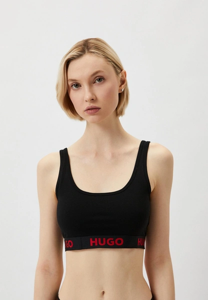 Бюстгальтер Hugo BRALETTE SPORTY LOGO, цвет: черный, RTLADG378001 — купить в интернет-магазине Lamoda