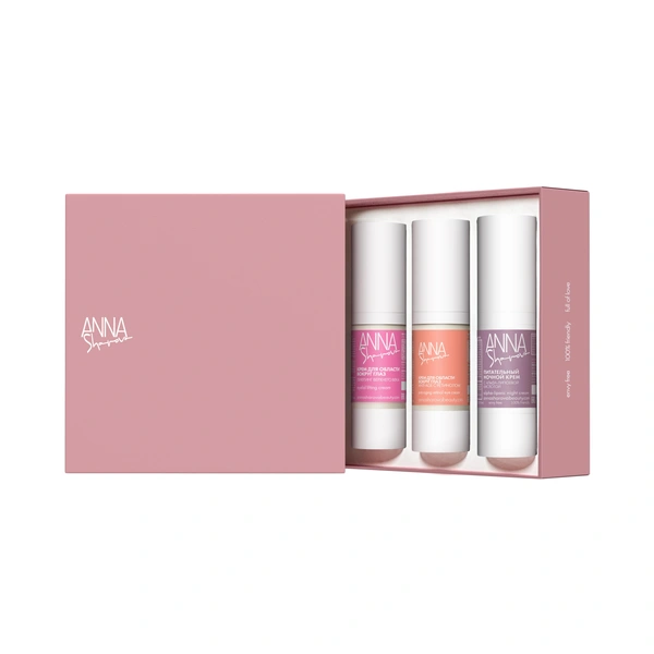SUPER BEAUTY BOX + Аnna SharovaНабор SUPER BEAUTY BOX + Аnna Sharova объединяет три продукта для полной перезагрузки кожи: два крема для области вокруг глаз и ночной питательный крем. Крем-лифтинг для верхнего века с экстрактом шелковой акации и дарутозидом в высокой концентрации подтягивает кожу, помогает «открыть» взгляд, смягчает гусиные лапки. Крем для глаз с ретинолом 0,15% в липосомальной форме нацелен на возрастные изменения. Ночной крем с альфа-липоевой кислотой, маслами рыжика и жожоба, витаминами А, Е, F и ниацинамидом восстанавливает липидный барьер, убирает ощущение стянутости, делает кожу мягче и глаже без жирной пленки.