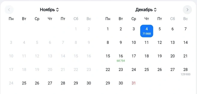 Перед новогодними праздниками цены значительно вырастут | Источник: aviasales.ru