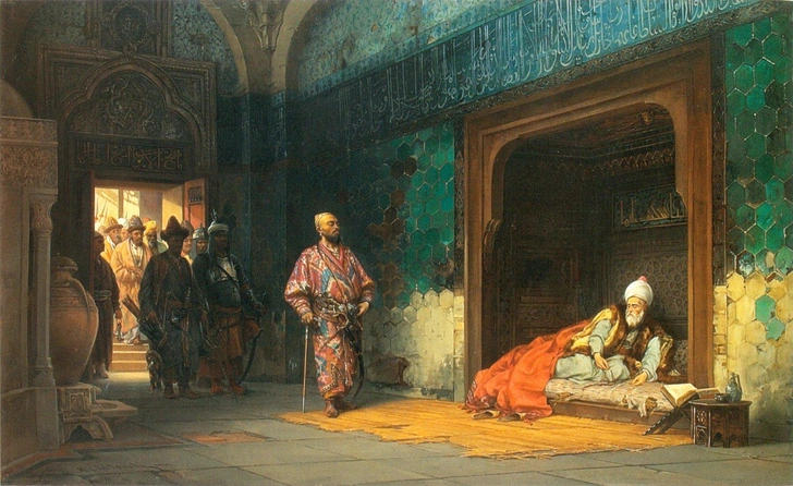 Станислав Хлебовский, «Пленение Баязида Тимуром», 1878 год | Источник: Станислав Хлебовский, Public domain, через Викисклад