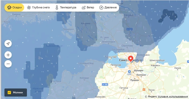 Скриншот с dzen.ru/pogoda/maps | www.fontanka.ru